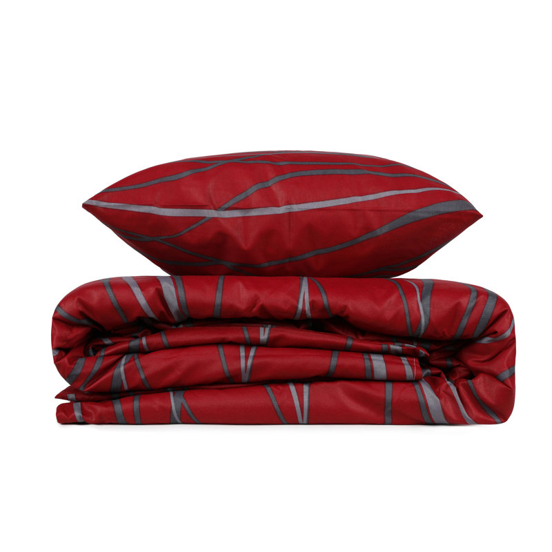 Ensemble de couvre-lit matelassé très grand (3 pièces), rouge bordeaux et anthracite, 94,5 po x 86,6 po | Housse 65% coton / 35% polyester, rembourrage 100% fibres, lavable à la machine, fermeture à enveloppes et boutons, décoration intérieure élégante