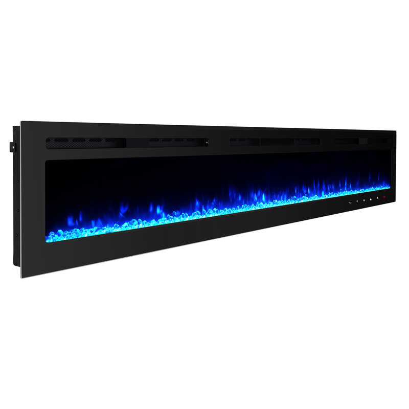 Wall Mounted Electronic Fireplace, 17" H x 100" W x 4.13" D