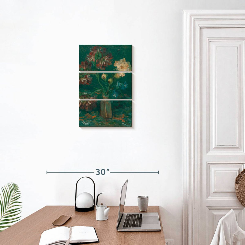 Harnek bouteille avec pivoines et delphiniums, 65" H x 42" W