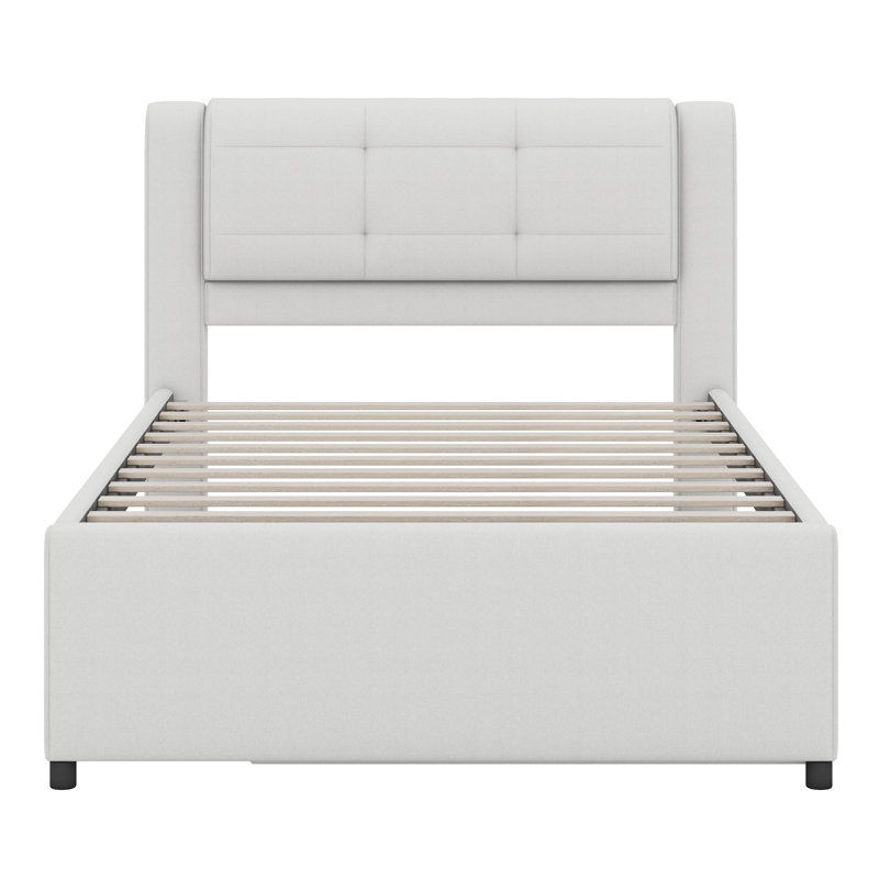 Lit plateforme double avec lit gigogne et lit gigogne double, Beige