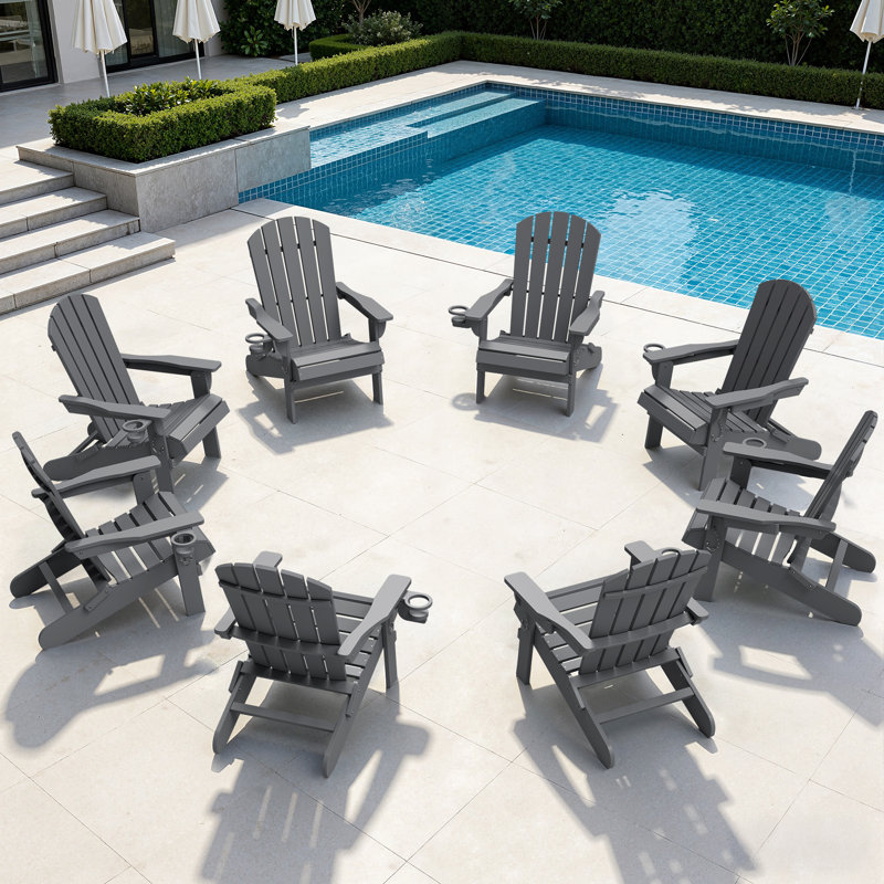 Ensemble de chaises d'extérieur pliantes Adirondack, Grey