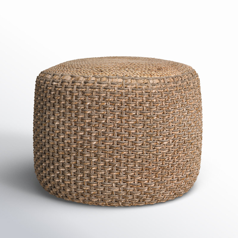 O'Hara Upholstered Pouf, Gray/Beige