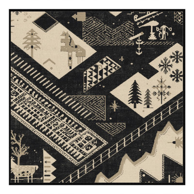 Soft Plush Eilerman Bohemian Geometric Area Rug in Gray – Black Binding
