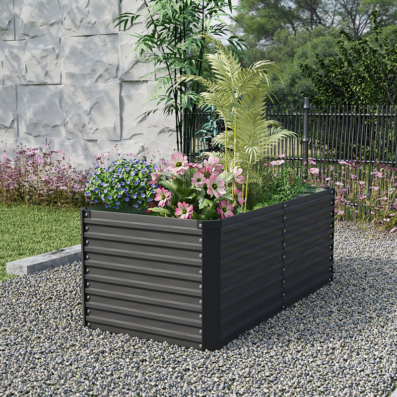 Raised Garden Bed, 60cm H x 160cm W x 80cm D, Black