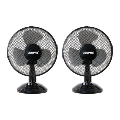 GEEPAS 9" Table Fan | Electric Portable Worktop Desk Fan with 2 Speeds 3 Blades, Adjustable Tilt Wide Angled Oscillation | Powerful Low Noise Airflow for Home Office | 22W