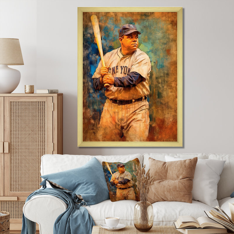 Gloire au baseball rétro, Encadrement doré, H 40 po x l 30 po x P 1,5 po