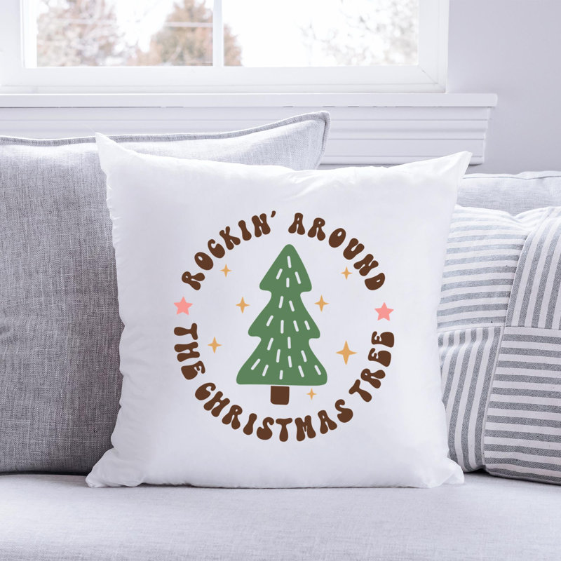 Christmas-03_4 Polyester/Polyester Blend Reversible Throw Pillow, 18" x 18"