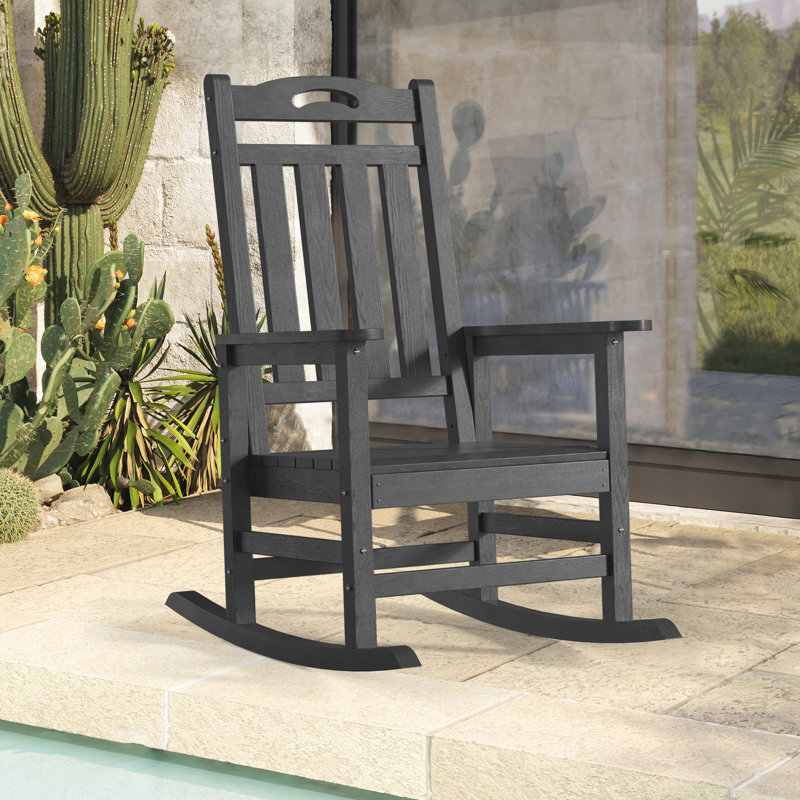 Chaise berçante surdimensionnée d'extérieur en PEHD, Gris foncé