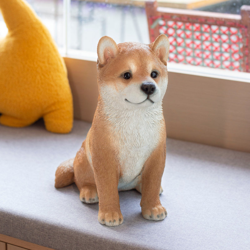Brown Shiba | Handpainted Decorative Puppy Statue for Home & Garden Decor | Premium Polyresin Dog Statue | Gift for Dog Lovers | Weather-Resistant Indoor/Outdoor Decor