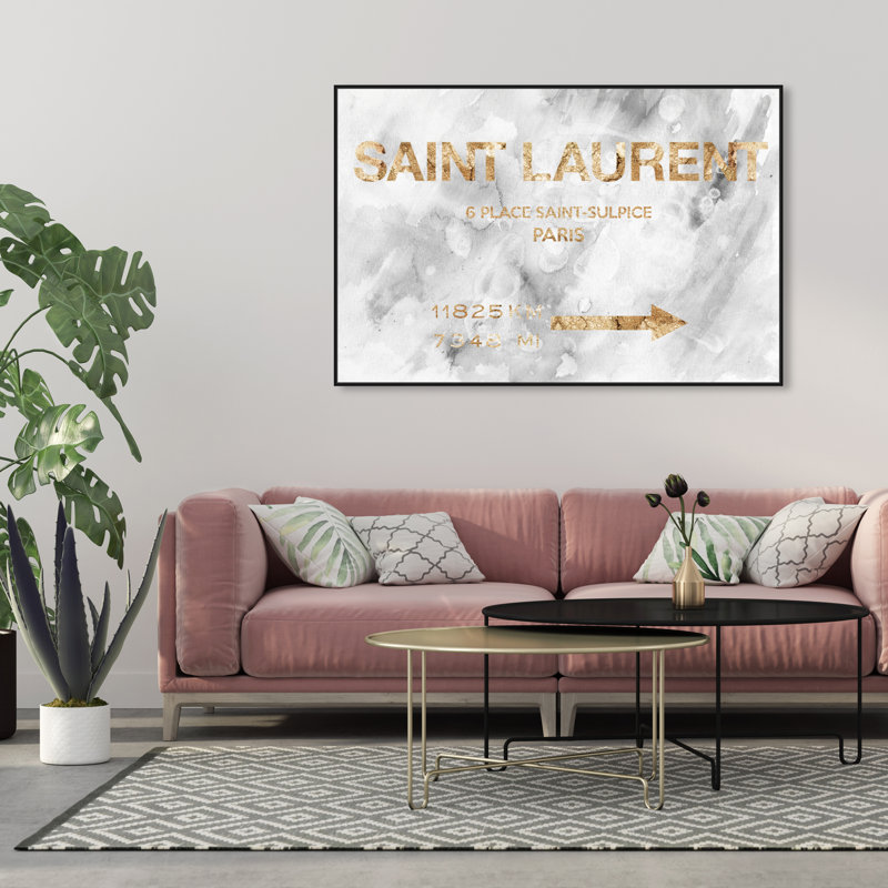 "Fashion and Glam" Saint Sulpice, panneau de signalisation en marbre - impression sur toile tendue, H 36 po x l 54 po