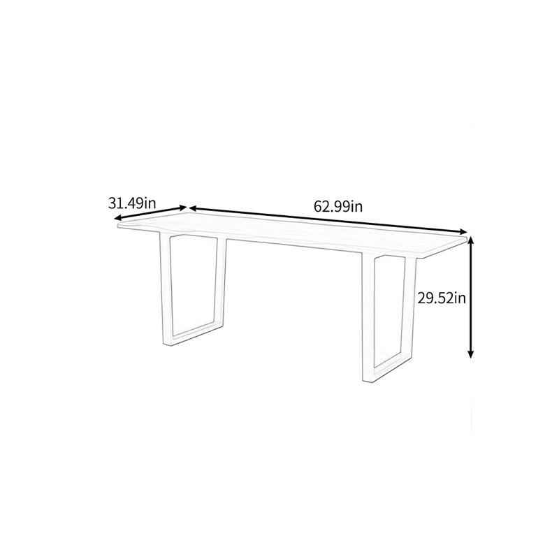 All solid wood practical dining table, 29.52"H x 62.99"L x 31.49"W