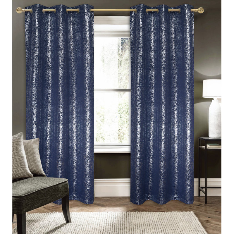 Rideau occultant en polyester Tampere, Bleu marine, L 54 po x L 90 po