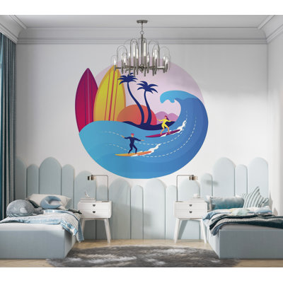 Murale pelez et collez de qualité supérieure - Surfing Paradise
