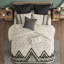 Très grand / très grand édredon. Mélange de coton et de lin. Look moderne. Imprimé à losanges noirs avec bordure. Texture naturelle. Facile à laver et très grand. Décor. Imprimé. Chenille texturée. Lavable-121231962