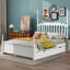Structure de lit plateforme avec lit gigogne simple TG et 2 tiroirs de rangement, lit en bois classique avec tête de lit à broche-968713360
