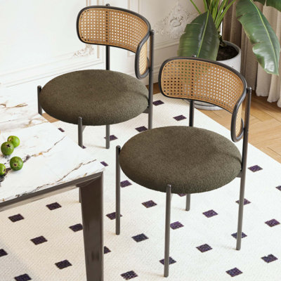 Ensemble de 2 chaises de salle à manger rembourrées Modern, chaises de salle à manger Ratback, chaises de cuisine décoratives avec pieds en métal