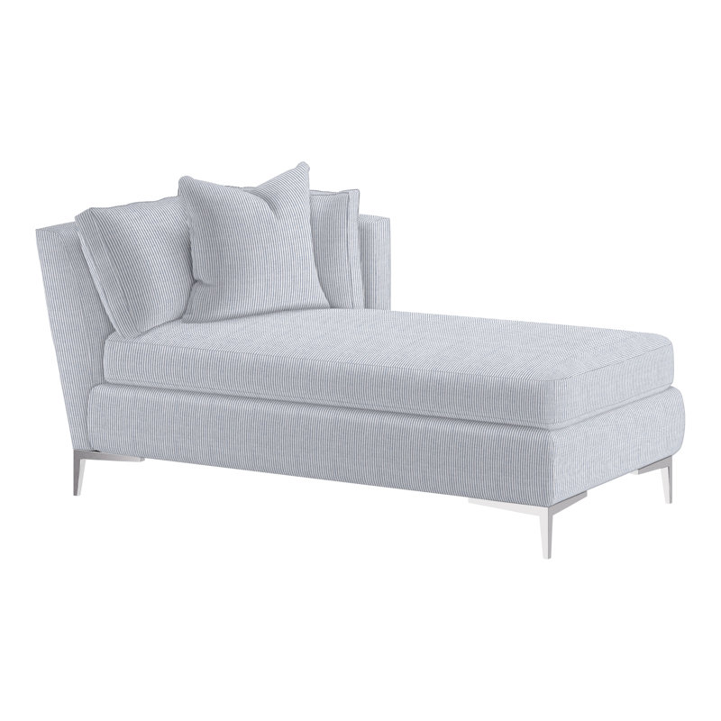 Aiden Chaise Lounge, Right Hand Facing, Polished Stainless, Perigold Youngman Ebony