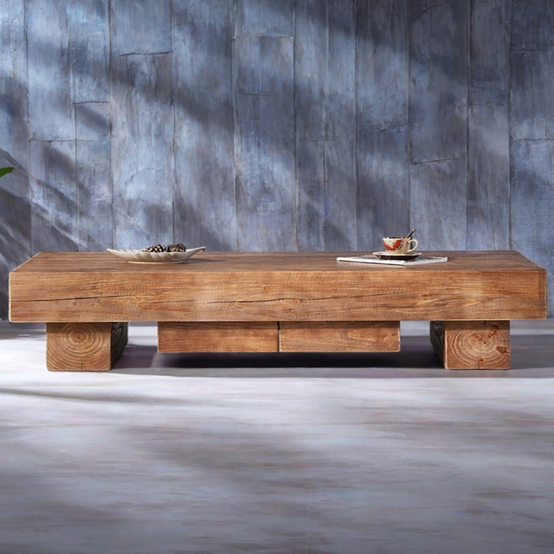 Log style simple coffee table, 15.74" H x 78.74" L x 29.52" W