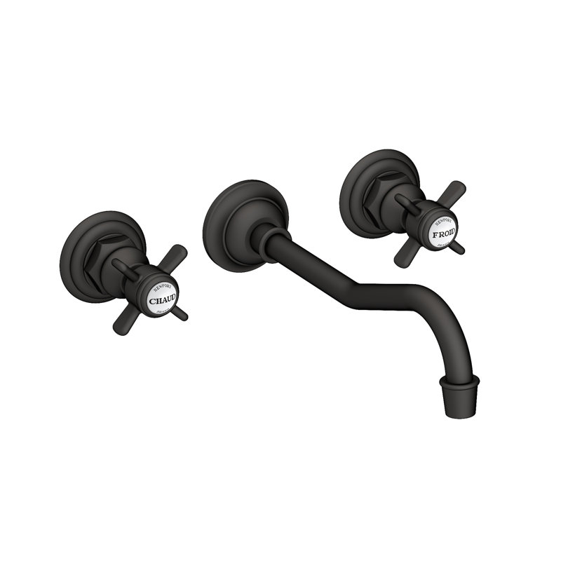 Fairfield Wall Mount Bathroom Faucet, Flat Black