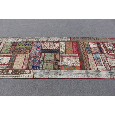 Handcrafted Turkish Patchwork Rug In Vibrant Hues For A Unique Bohemian Floor Art Experience