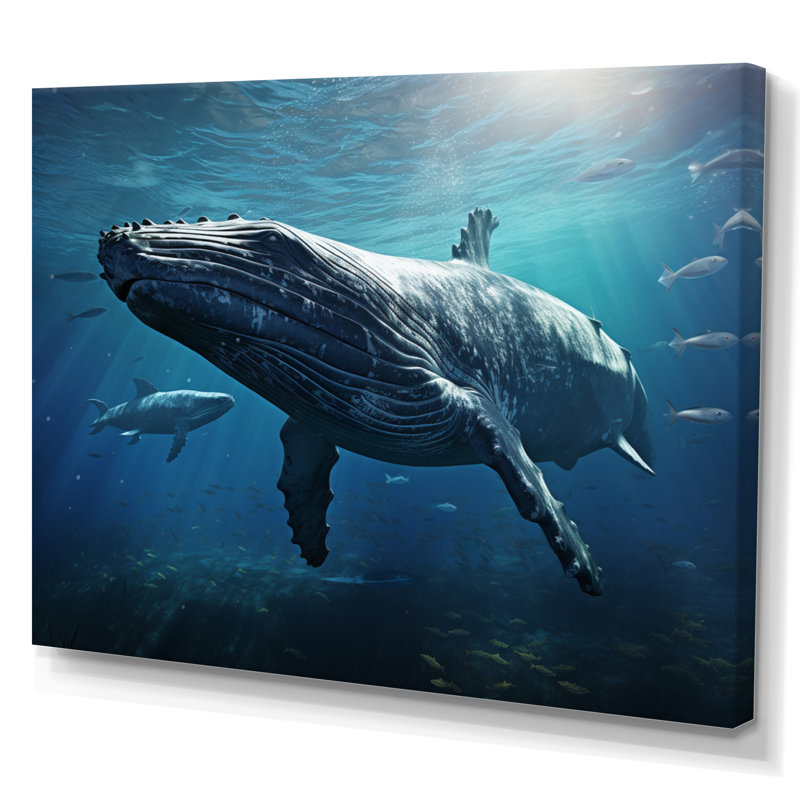«Blue Marine Animals Graceful Giants», reproduction sur toile, H 16 po x l 32 po x P 1 po, Toile tendue