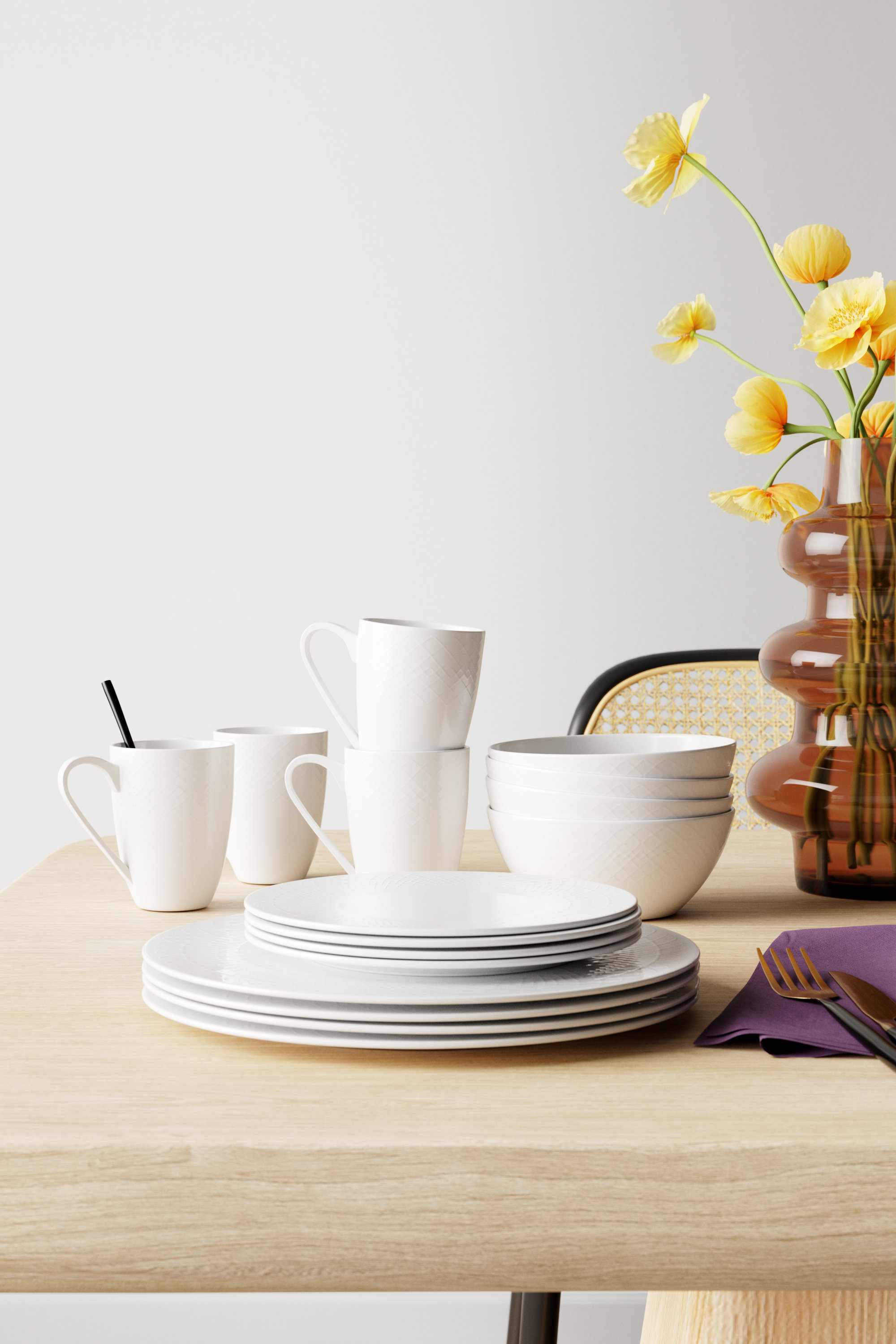 Square Mikasa China Dinnerware Mikasa Swirl Square White