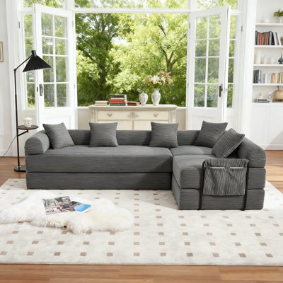 Canapé modulaire modulaire en forme de L de 106 po de 106 po, canapé-lit pliant convertible 4 places moderne, ensemble de canapé de salon 3 pièces pour salon, appartement, bureau