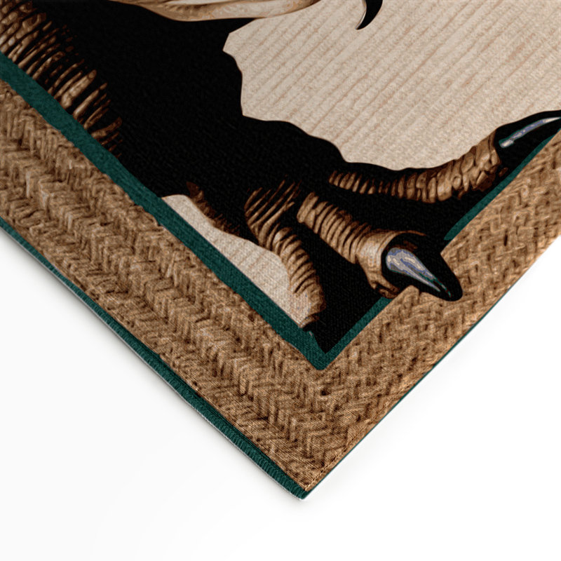 Tapis intérieur et extérieur beige Dinosaurs, Rectangulaire 3 pi x 5 pi