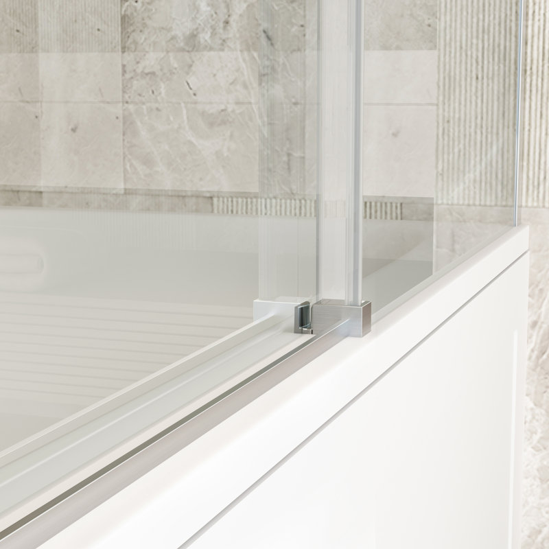 56''-60"W x 58''H  Frameless Tub Door, Chrome