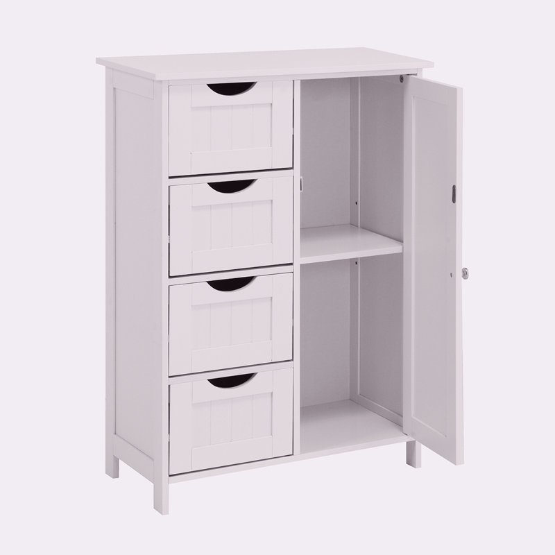 Armoire de rangement pour salle de bain, armoire de plancher avec tablette réglable et tiroirs