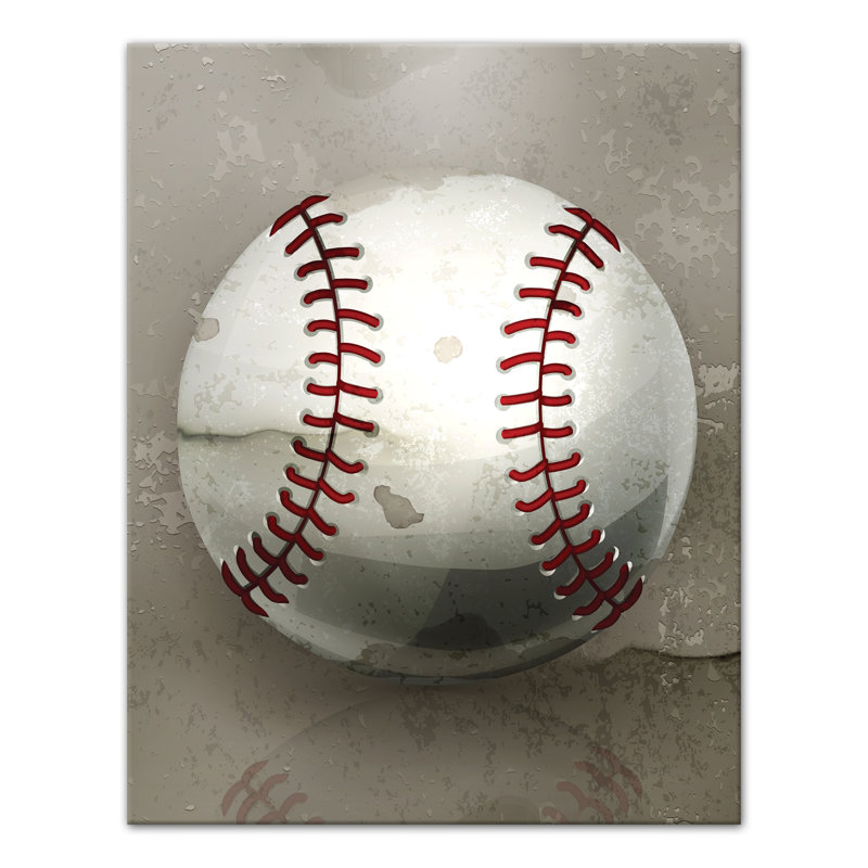 Art sur toile de baseball peint Zena, H 14 po x l 11 po x P 1,25 po