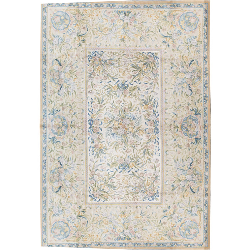 Hand-Knotted High-Quality Beige and Beige Area Rug