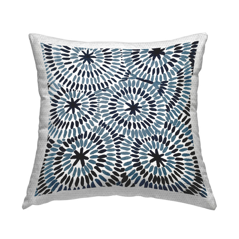Coussin d'extérieur à motif géométrique à motifs abstraits et superposés par Ale Saiz Studio