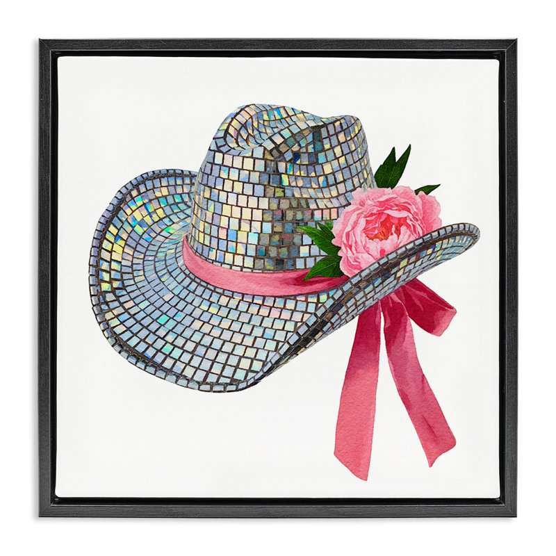 Cadre flottant chic sur un chapeau disco, design par Amanda Greenwood, H 25 po x l 25 po, Cadre flottant noir de jais