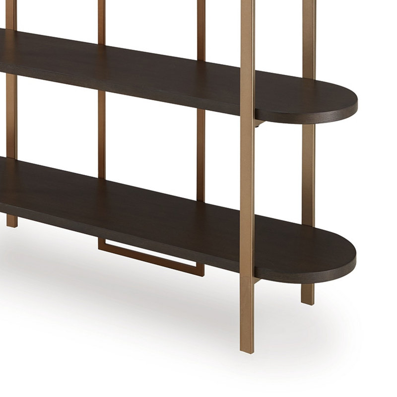 Brown and Gold 48" Modern Metal Frame Bookcase