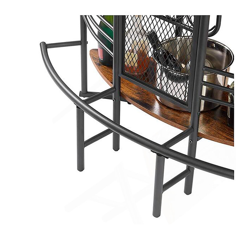 Table de bar ovale avec comptoir en bois et rangement pour bouteilles de vin, support à boulanger pour salle à manger, brun