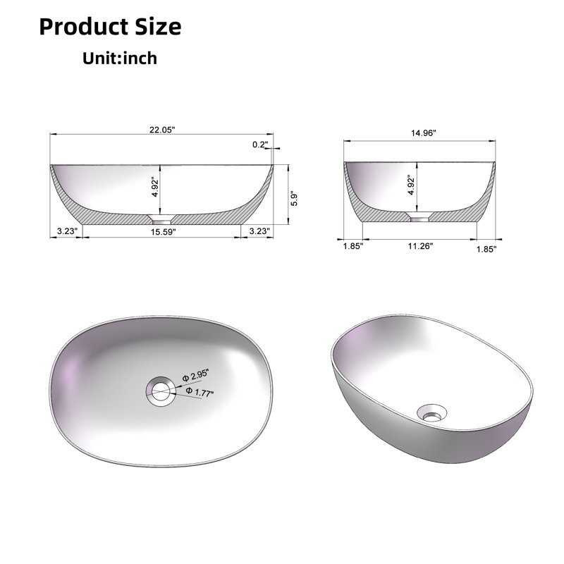 Boat Sink Resin Bathroom Sink, Brown