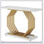 Console de 40 po en or, canapé étroit en faux marbre avec base en métal géométrique, table d'appoint moderne pour le salon, le couloir et le vestibule