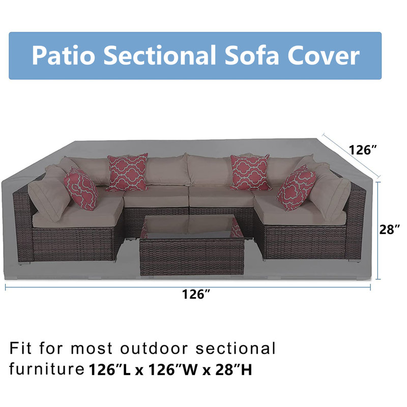 Housse imperméable pour meubles de patio, H 28 po x l 126 po x P 126 po