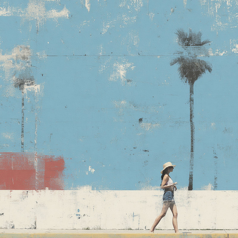 Palm Street Stroll Wrapped Canvas Wall Art, 12"W x 12"H x 1"D