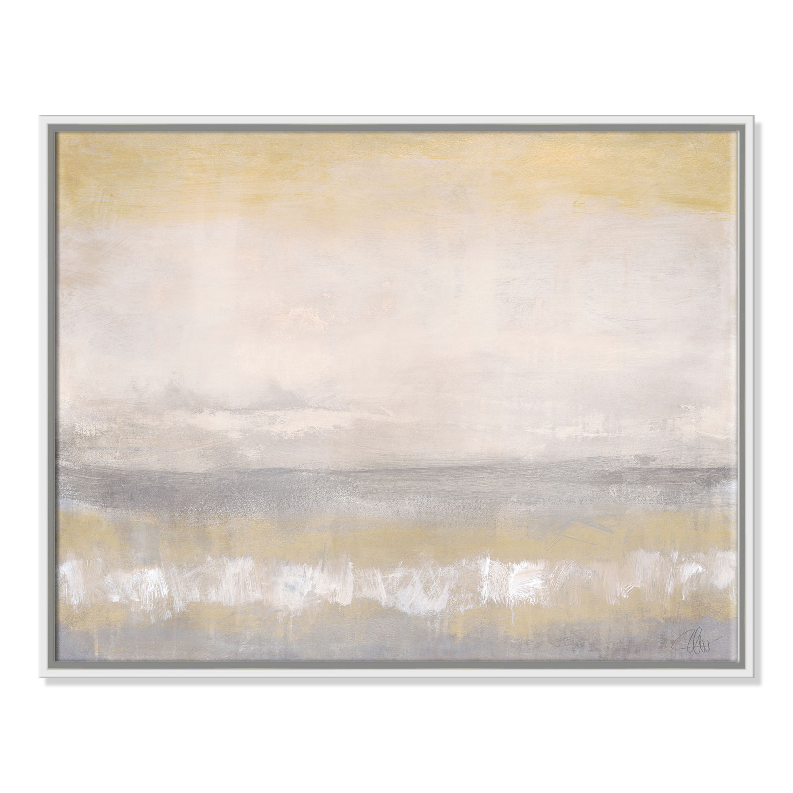 Willadeene "Morning Calm 2" Painting, White Framed, 22" H x 28" W x 2" D