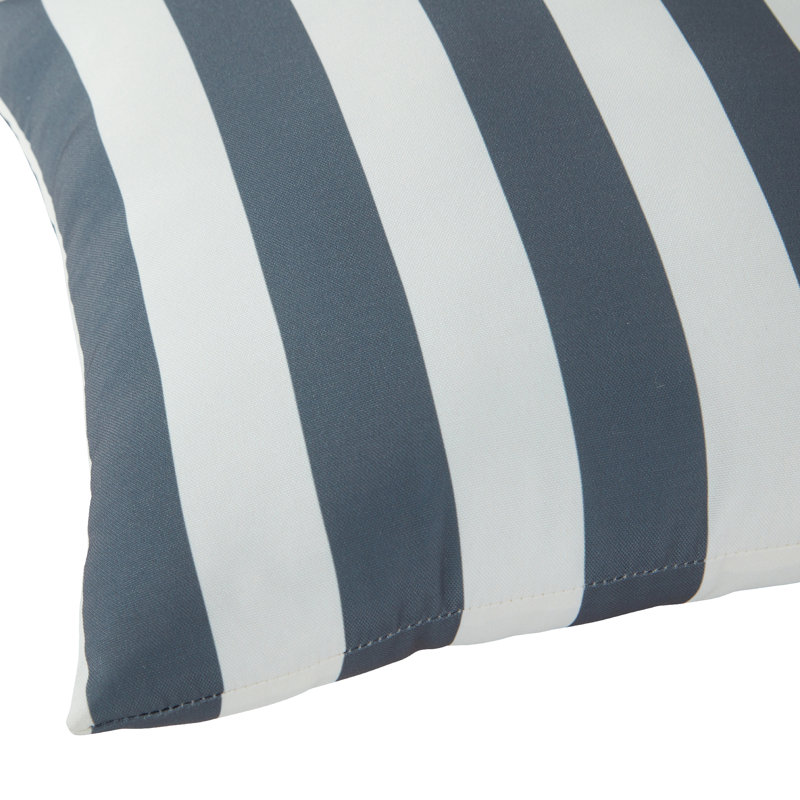 Housse de coussin d'extérieur carré Covington, Toile à rayures grises