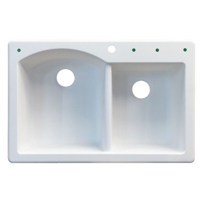 Aversa 33'' L Double Bowl Kitchen Sink, White