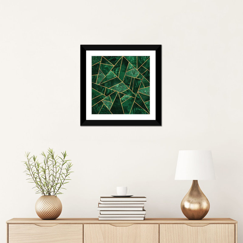 Deep Emerald - Impression sur toile, Blanc, Papier d'art encadré noir, H 16 po x l 16 po x P 1 po