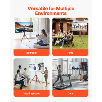 Tripod Easel TV Stand for TVs up to 65 Inches, Portable TV Stand with Oak Wood Legs and Cable Management, Natural