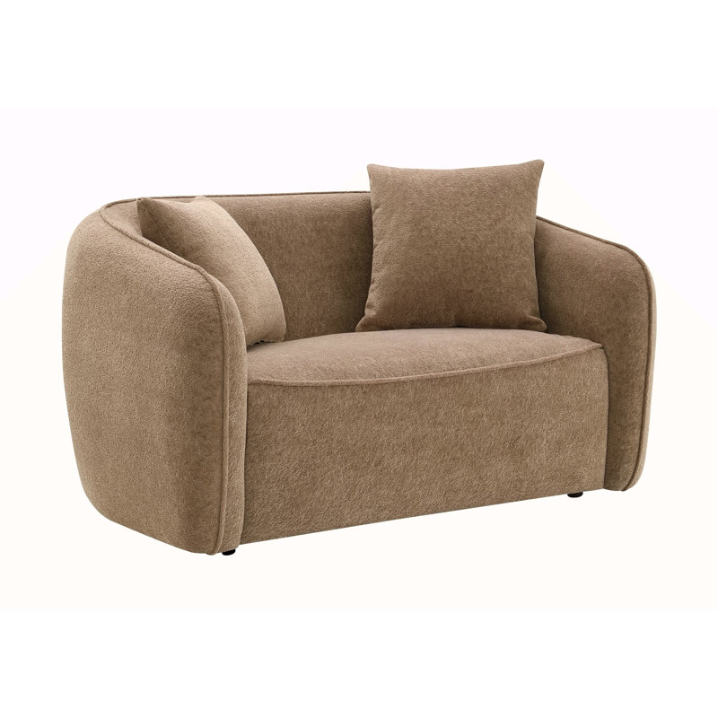 Causeuse en chenille Keith Brown avec 2 coussins décoratifs assortis, Brun