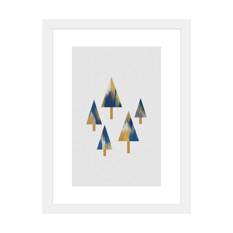 «Trees» par Orara - impression d'art graphique, Papier encadré blanc, H 32 po x l 24 po x P 1 po, Blanc