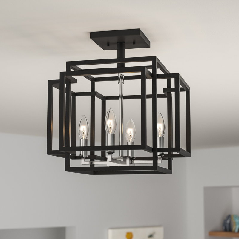 Orona Semi Flush Mount, Black/Brushed Nickel