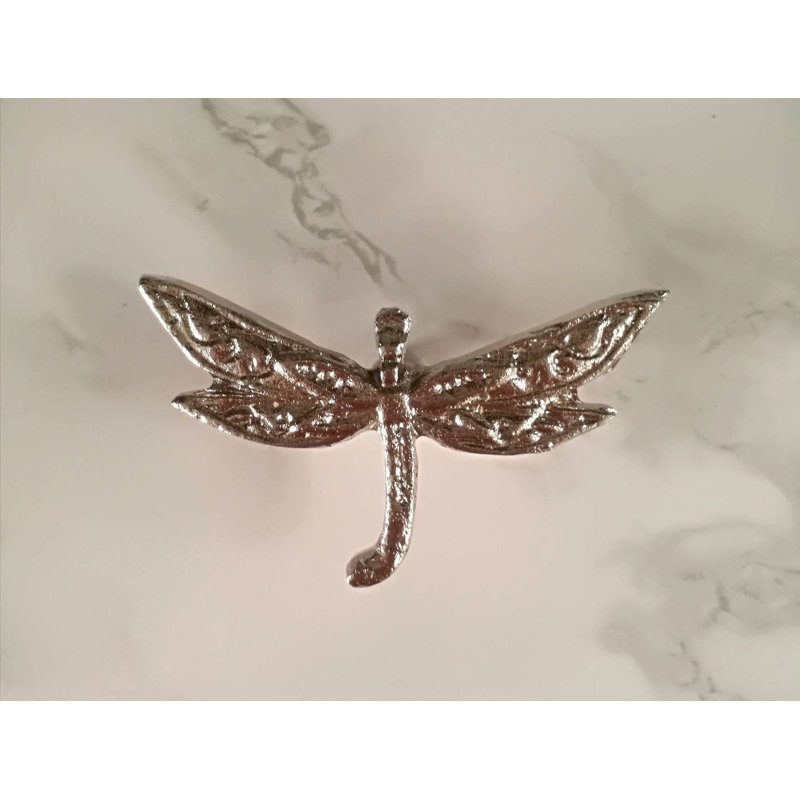 Silver Dragonfly Cabinet Knob