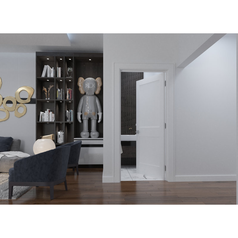 Porte intérieure simple pré-suspendue blanche avec noyau droit à droite, Oui, 28 po x 80 po, Blanc